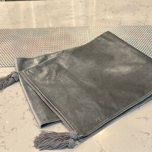 Elegant Gray Velvet  table  runner with Tassels